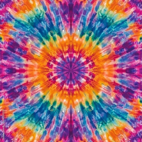 Vibrant Tie-Dye Pattern, A seamless texture showcasing vivid psychedelic colors, perfect for bohemian and festival themes, creating a relaxed and carefree vibe.