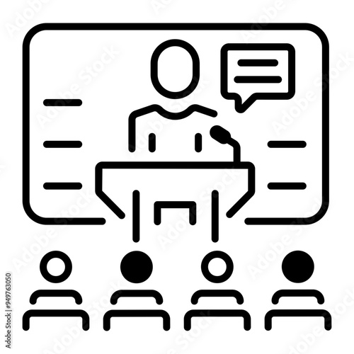 Symposium icon designed in line style 