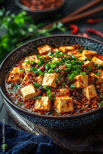 Ma Po Tofu - A spicy Sichuan dish made with tofu, ground pork, and a flavorful sauce made from fermented black beans and chili paste.