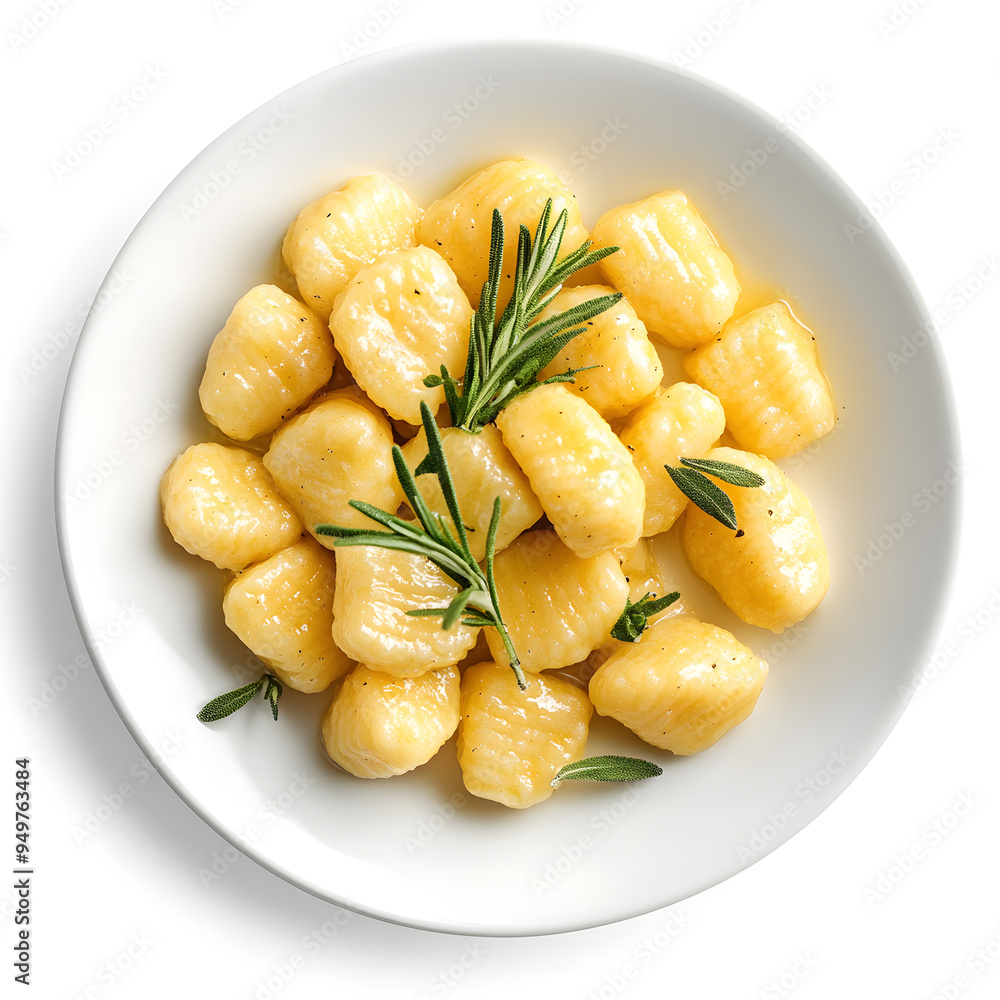 Potato Gnocchi top view isolated on white background Potato Gnocchi top view isolated on white background
