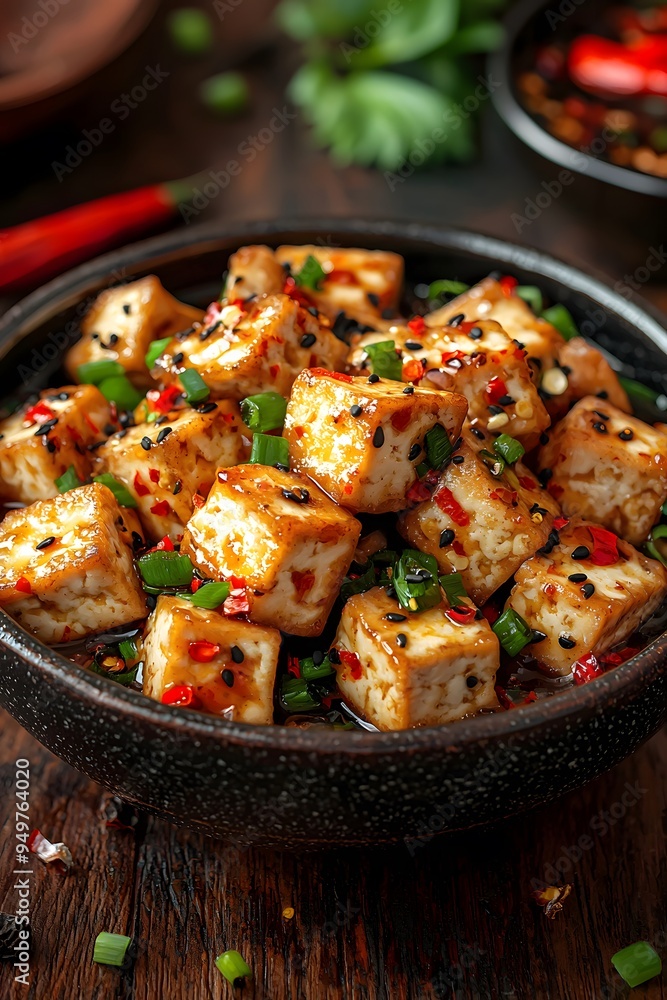 Salt and Pepper Tofu - Crispy tofu cubes tossed with salt, pepper, and garlic, often served with sliced chili peppers.. Salt and Pepper Tofu - Crispy tofu cubes tossed with salt, pepper, and garlic, often served with sliced chili peppers..