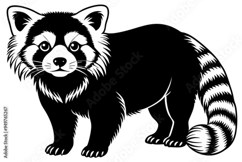 Red and Black Panda Illustration - Adorable Wildlife Vector Art photo