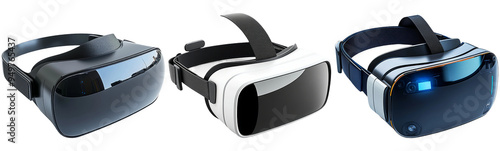 Virtual reality headsets in different models set isolated on transparent background photo