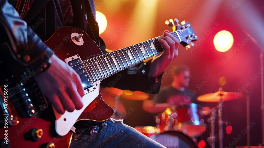 A musician performing live on stage with dramatic lighting.