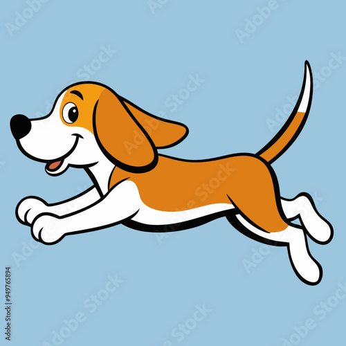 Beagle Jumping Vector - Energetic Beagle Mid-Air Silhouette Illustration