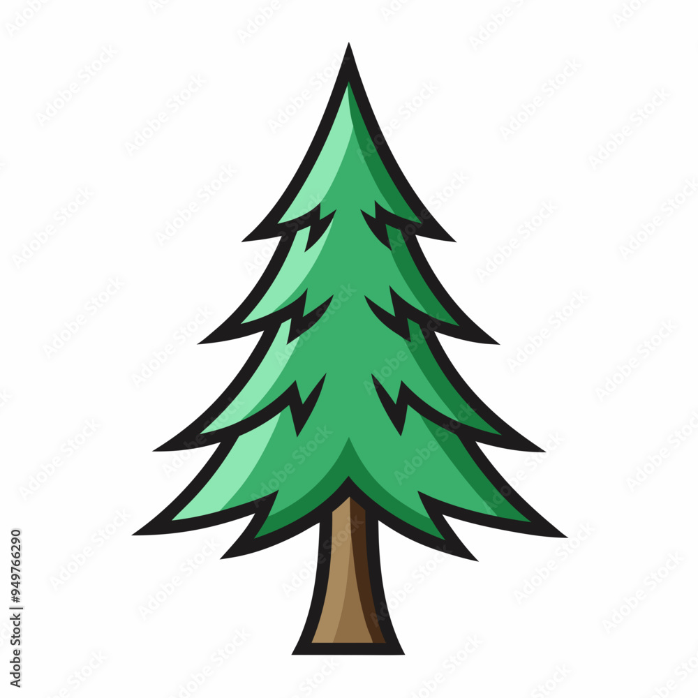 Cartoon Spruce Tree - Tattoo Design Vector Graphics Cartoon Spruce Tree - Tattoo Design Vector Graphics