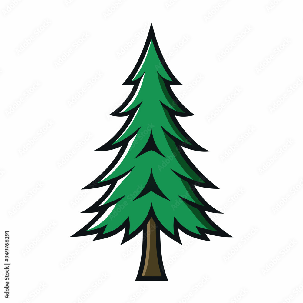 Cartoon Spruce Tree - Tattoo Design Vector Graphics Cartoon Spruce Tree - Tattoo Design Vector Graphics