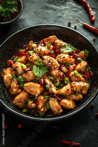 Szechuan Chicken - A spicy and flavorful stir-fried chicken dish with a bold combination of garlic, ginger, and Sichuan peppercorns..