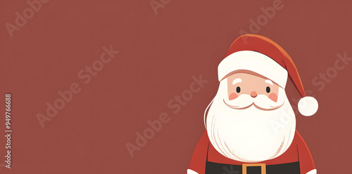 Santa Claus holiday greeting card. Winter Holiday Illustration in minimal flat style with copy space for text