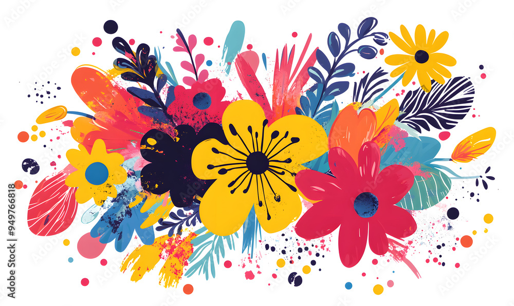 floral and leaf on white background in doodle-style tile designs with graphic format. floral and leaf on white background in doodle-style tile designs with graphic format.