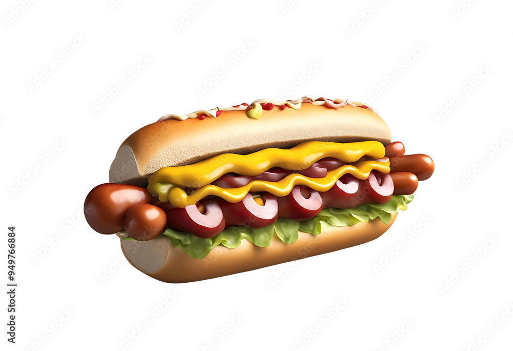 Hot dogs with different toppings isolated on a transparent png background. Food element. fast food and junk food concept, Street food Hot dogs with different toppings isolated on a transparent png background. Food element. fast food and junk food concept, Street food