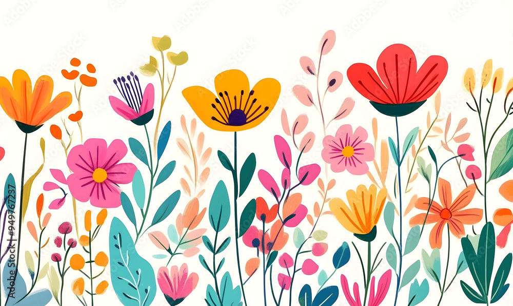 floral and leaf on white background in doodle-style tile designs with graphic format. floral and leaf on white background in doodle-style tile designs with graphic format.