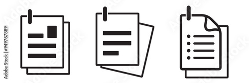 Document line icon set. Documents symbol collection. Different documents icons vector illustration