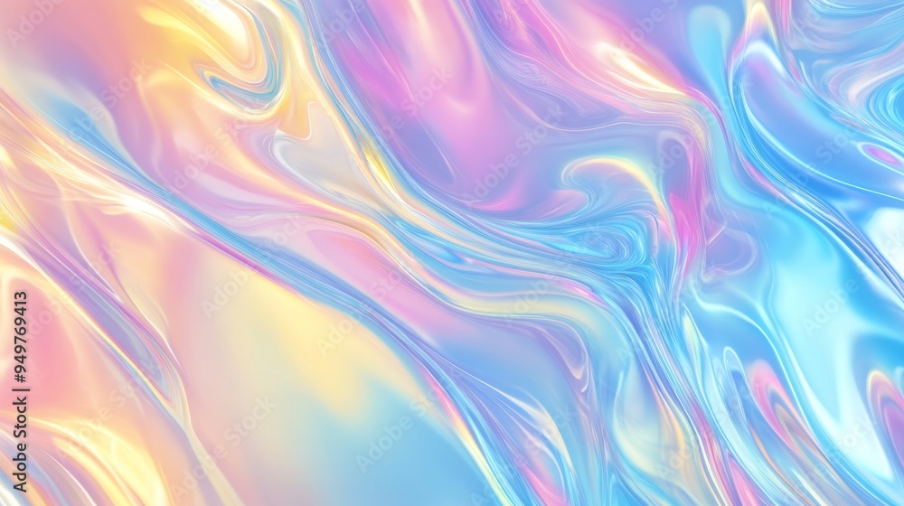 Abstract holographic iridescent background with pastel rainbow colors, fluid waves, and soft light for design or print presentation. Abstract holographic iridescent background with pastel rainbow colors, fluid waves, and soft light for design or print presentation.