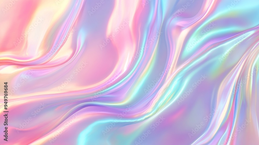 Abstract holographic iridescent background with pastel rainbow colors, fluid waves, and soft light for design or print presentation. Abstract holographic iridescent background with pastel rainbow colors, fluid waves, and soft light for design or print presentation.