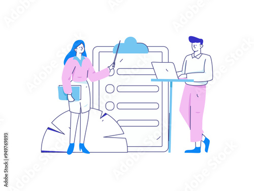 Personnel doing job interview flat vector concept operation hand drawn illustration 