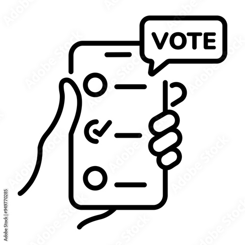 A linear style icon of mobile voting 