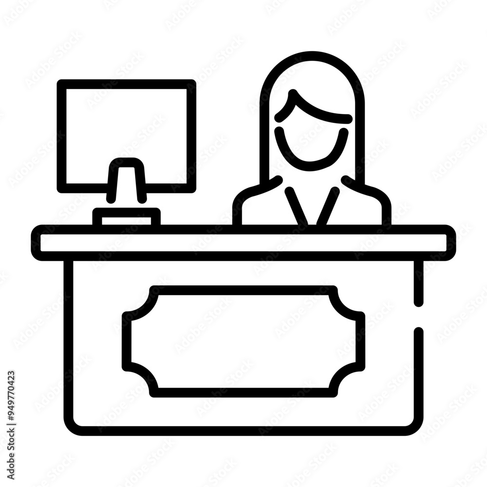 A line style icon of information desk A line style icon of information desk
