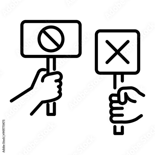 An outline style icon of protest boards 
