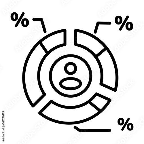 A linear style icon of demographic chart 
