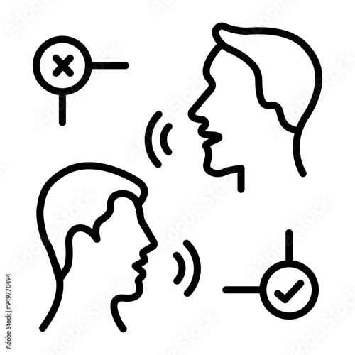 Argument between two persons, line style icon 