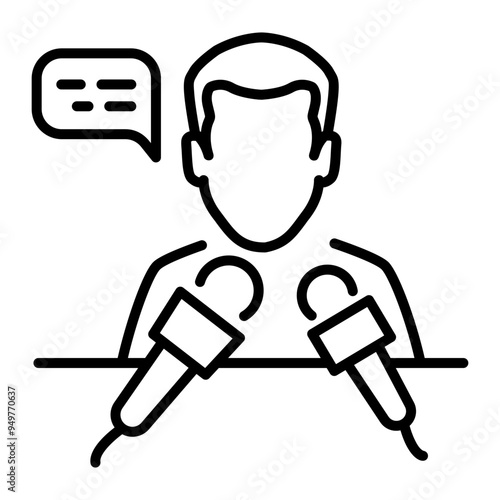 An outline style icon of press conference 