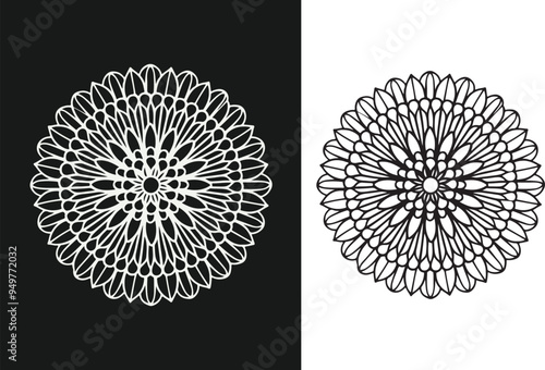 Black line art of a flower for kids coloring book in white background