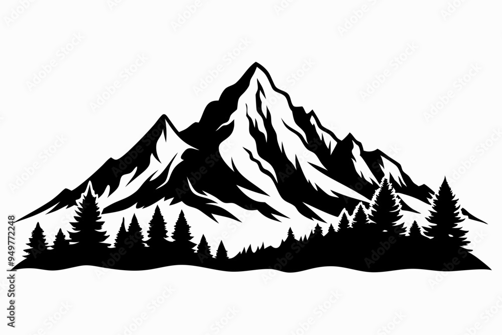 Fototapeta premium Mountain silhouette vector illustration, mountain icon graphics