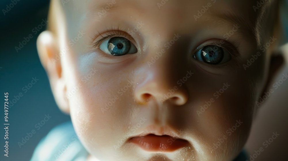 A close-up of a baby’s face with bright blue eyes and soft expression, evoking innocence and curiosity. A close-up of a baby’s face with bright blue eyes and soft expression, evoking innocence and curiosity.