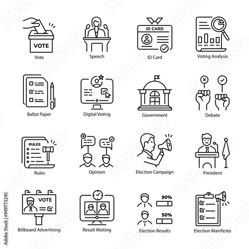 
Collection of Voting Linear Style Icons


