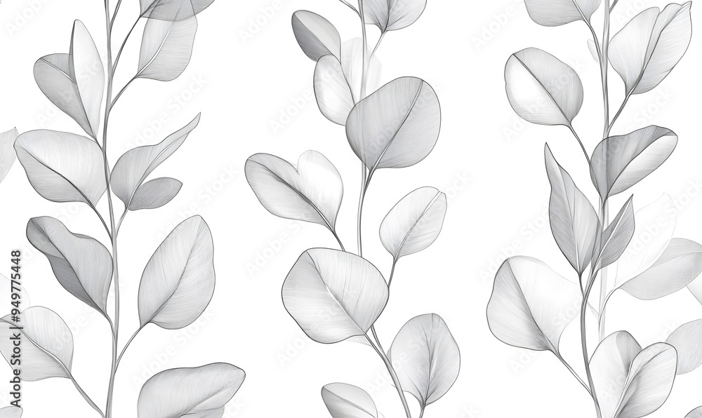 2D illustrator doodle-style floral and leaf graphics on a white background or wallpaper 2D illustrator doodle-style floral and leaf graphics on a white background or wallpaper