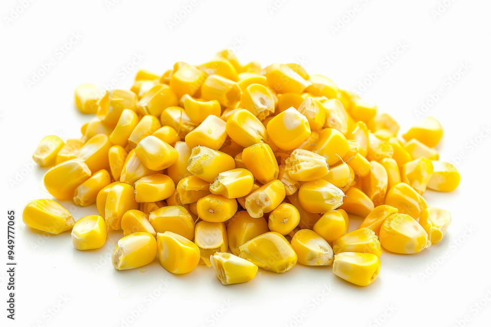 Boiled corn seeds isolated on white background Boiled corn seeds isolated on white background