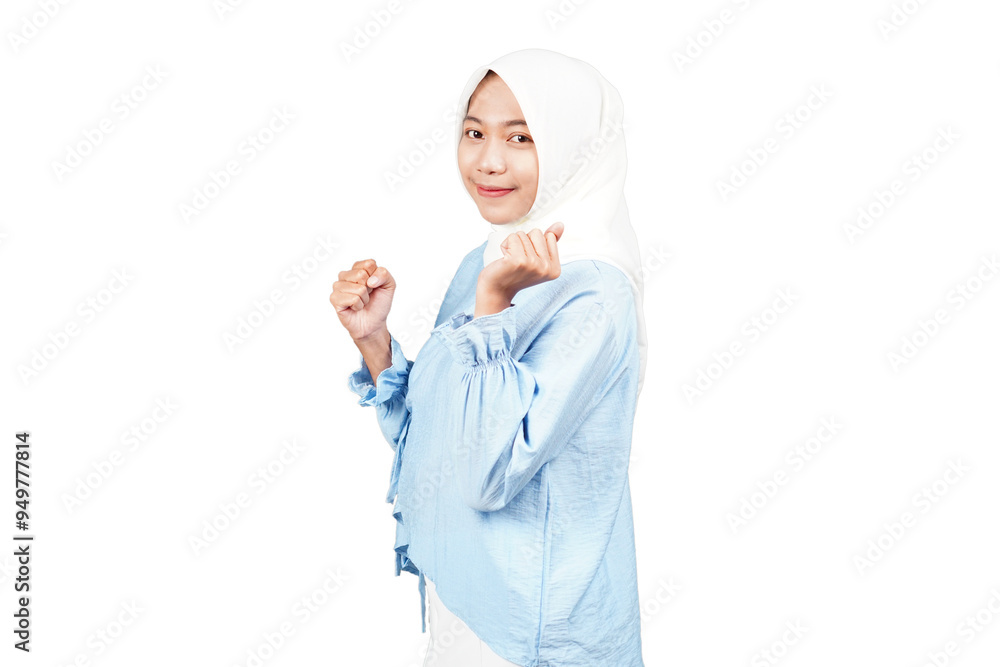 Asian hijab girl dancing on her favourite music isolated transparent Asian hijab girl dancing on her favourite music isolated transparent