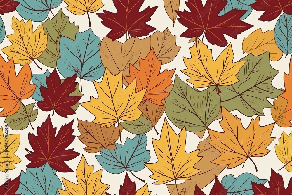 Obraz premium multicolor leaf seamless pattern for design