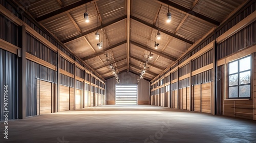 Wallpaper Mural Photograph of a modern technologically advanced smart barn equipped with IoT controlled climate and feeding systems for improved agricultural efficiency sustainability Torontodigital.ca