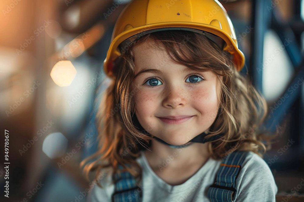 Generated with AI portrait of funny charming cute child work as engineer Generated with AI portrait of funny charming cute child work as engineer