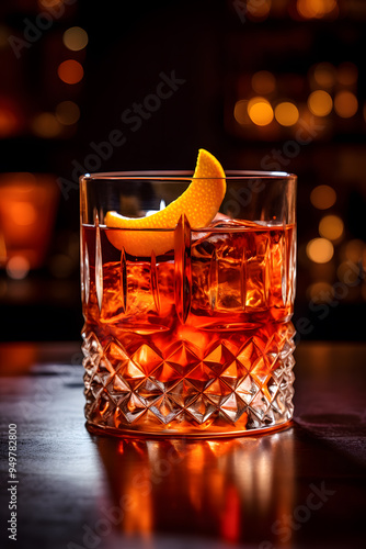 Sazerac cocktail on a pub bar photo