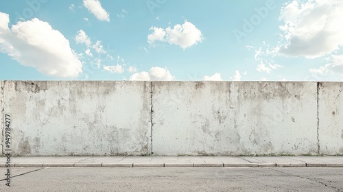 Wallpaper Mural A city street with a long concrete wall covered in white plaster featuring copy space and mockups Torontodigital.ca