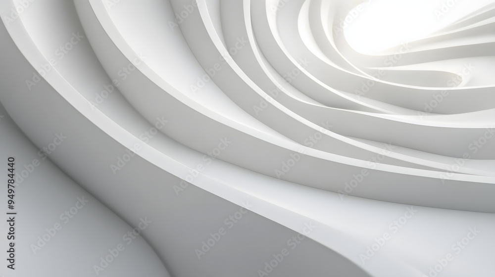 Fototapeta premium 3D illustration of a white abstract curved lines abstract background.
