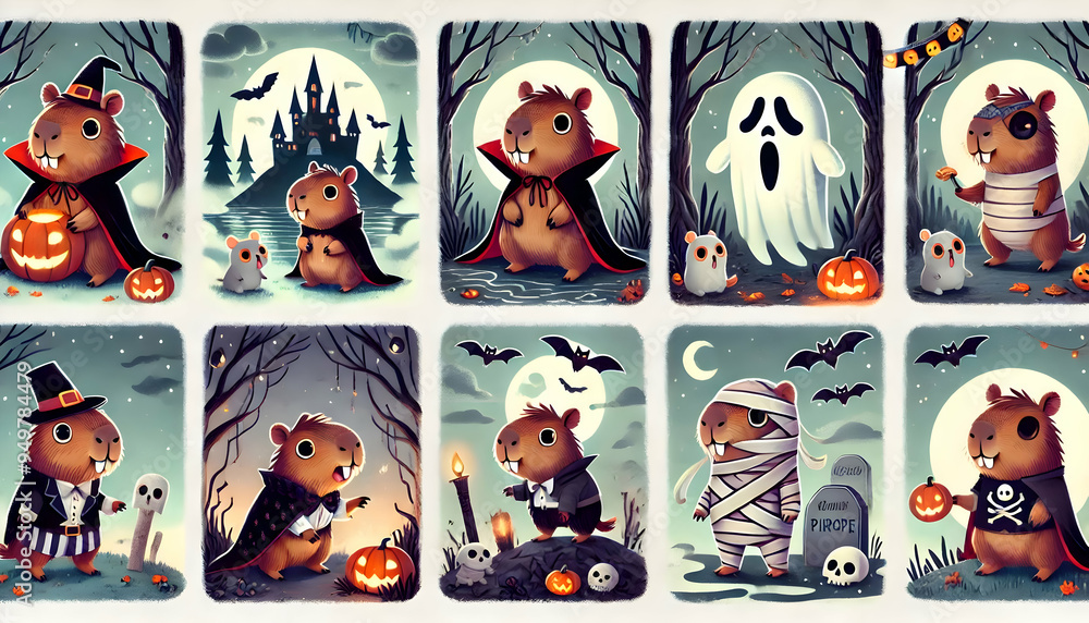Obraz premium Capybara Halloween theme cute
