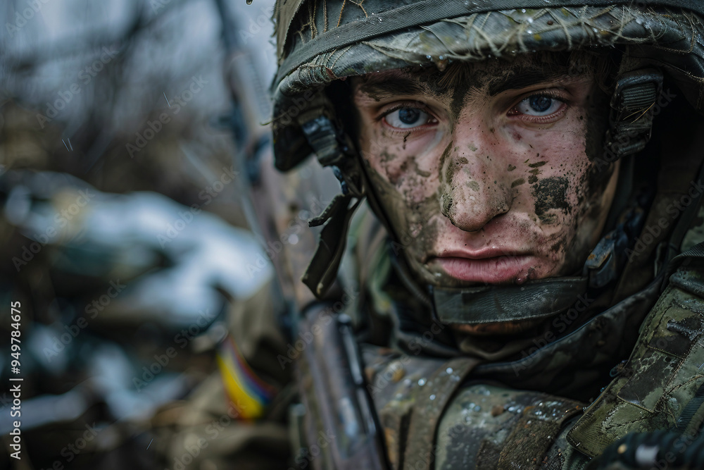 Generative ai photo of military officer war battlefield Generative ai photo of military officer war battlefield