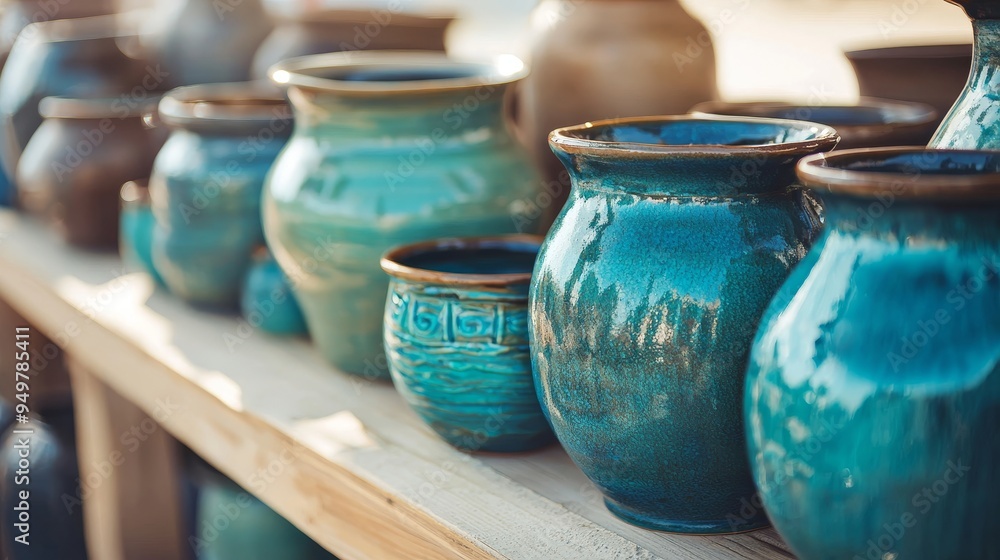 Ceramic with blurred background and space for text made by hand Ceramic with blurred background and space for text made by hand