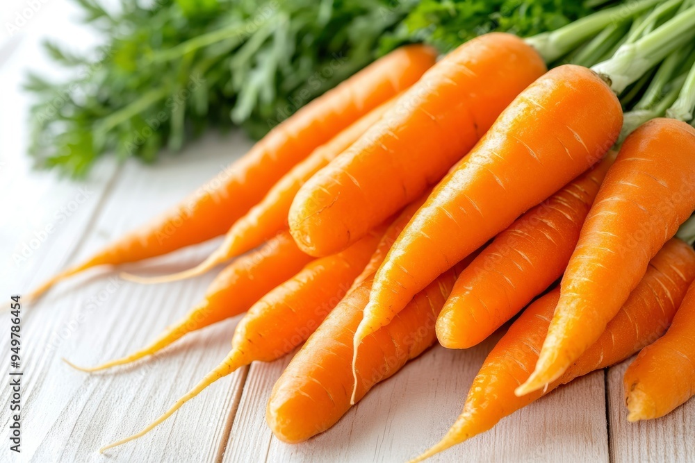 Fresh Orange Carrots on a White Wooden Surface