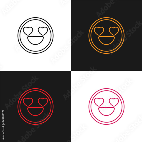 Set collection Smile face Emotions logo or icon concept in black and white isolated on white background. Vector illustration