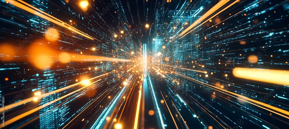 A futuristic cityscape with interconnected holograms and neon-lit pathways A futuristic cityscape with interconnected holograms and neon-lit pathways
