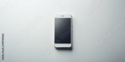 Moody Minimalist Isolated Shot of a Lonely White Smartphone on a Pristine White Background with a Singular Redial Button Emphasizing Solitude and Disconnection.