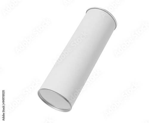 long paper tube image on a white background, mockup, 3d illustration, 3d rendering 