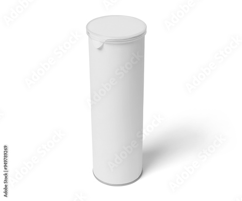 long paper tube image on a white background, mockup, 3d illustration, 3d rendering 