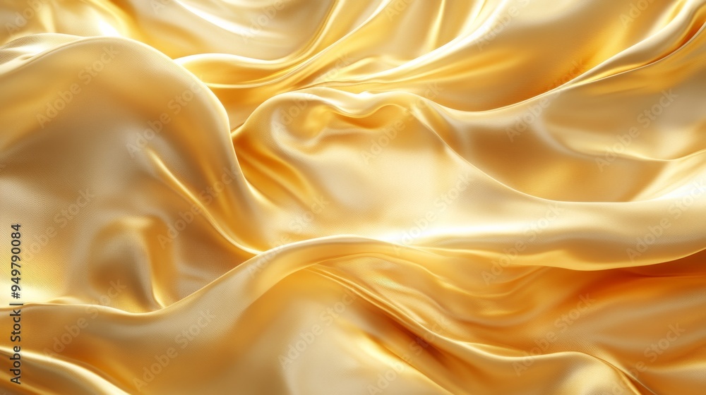 Obraz premium Abstract background with golden waves of fabric, golden abstract background