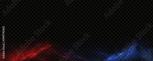 Red blue clouds effect. Cold and hot smoke texture. Abstract neon flame fog. Confrontation concept in sports boxing competition.